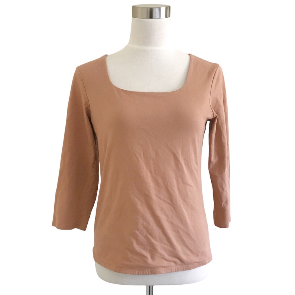 J. Jill 3/4 Sleeve Scoop Neck Top in Dusty Rose
